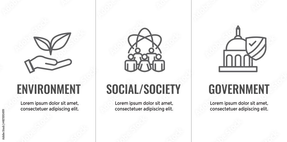 ESG – environnement, social et gouvernance, set d'icônes — Anne Bracker