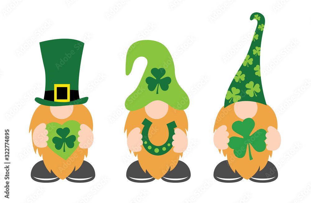 Gnomes de la Saint-Patrick avec trèfle et fer à cheval — Anne Bracker