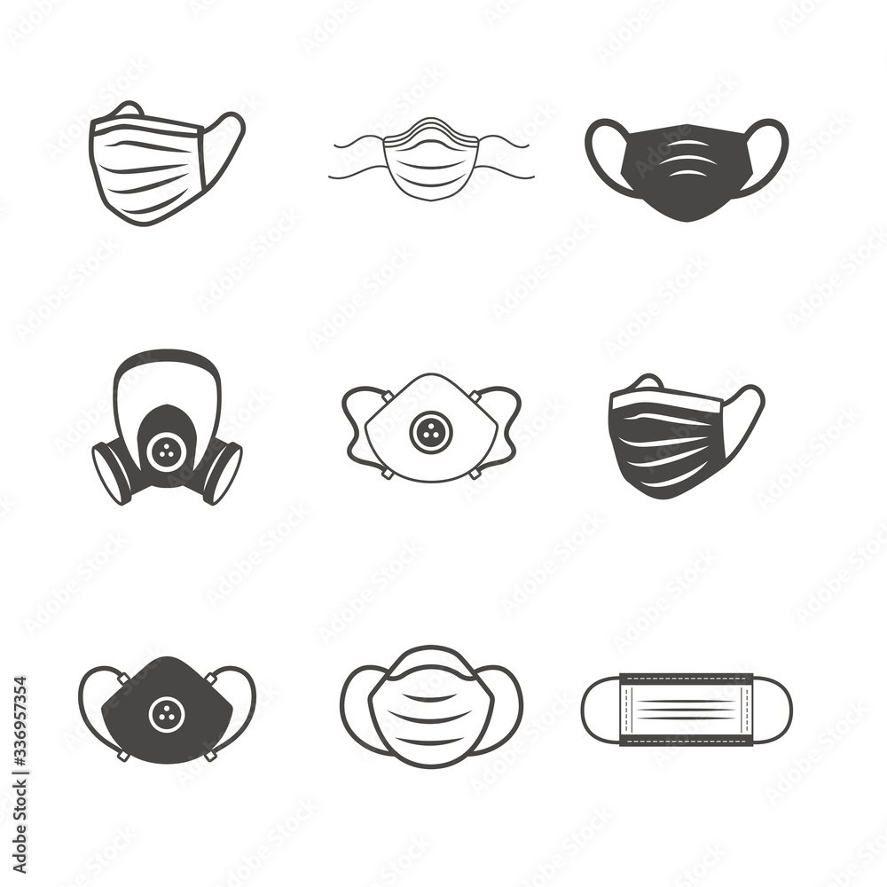 Hygiène et protection – set d'icônes masques (EPI) — Anne Bracker
