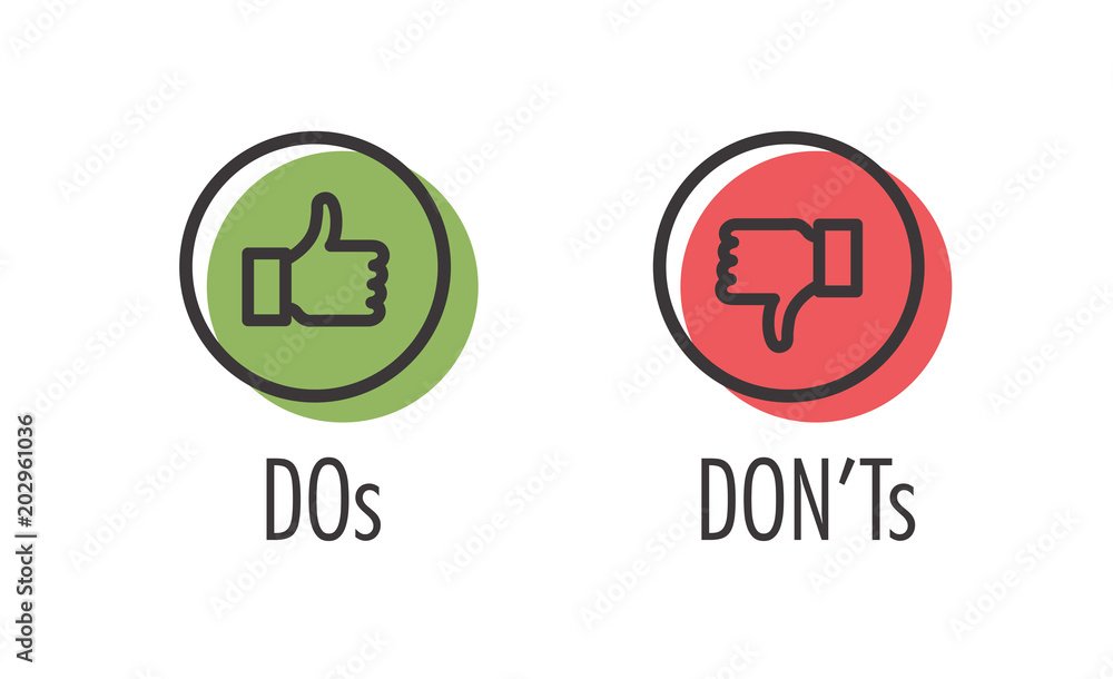 Icônes « À faire / À ne pas faire » (like / unlike) — Anne Bracker