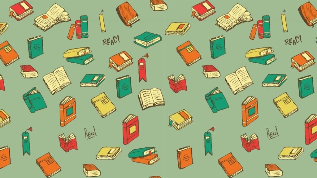 Motif de livres dessinés à la main (« Read! ») — Anne Bracker