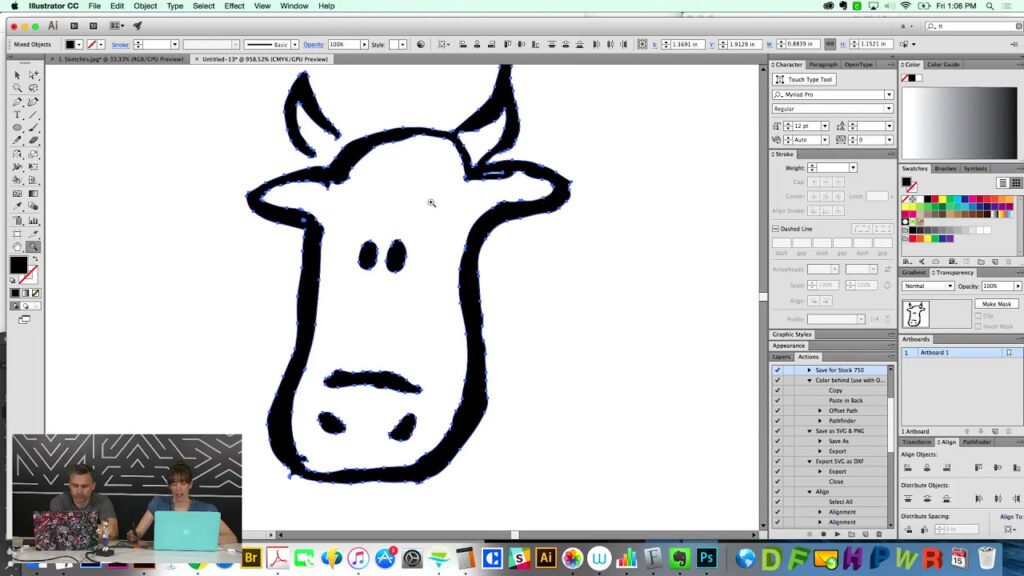 Tête de vache dessinée au trait – vectorisation en direct (Adobe MAX 2017) — Anne Bracker