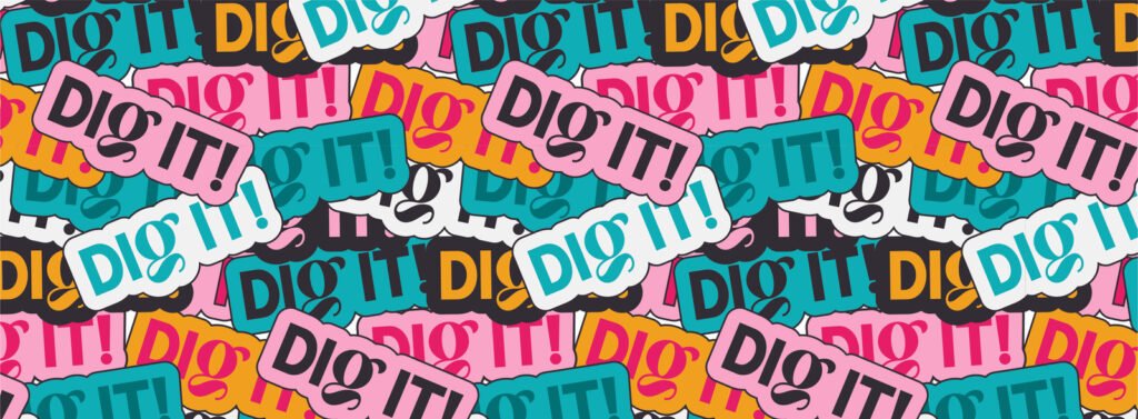 Dig it! Coffee Co – déclinaisons du logotype en stickers — Abi Connick