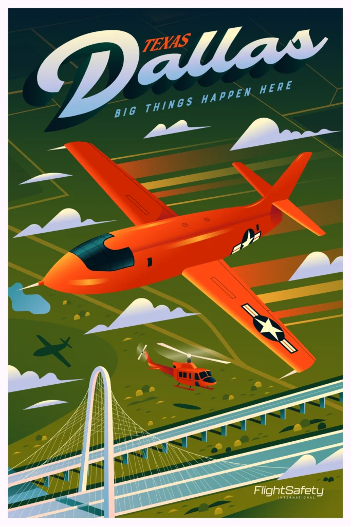 Affiche Dallas – FlightSafety International — Aldo Crusher