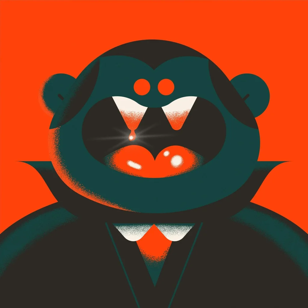 Créature vampire sur fond rouge — Aldo Crusher