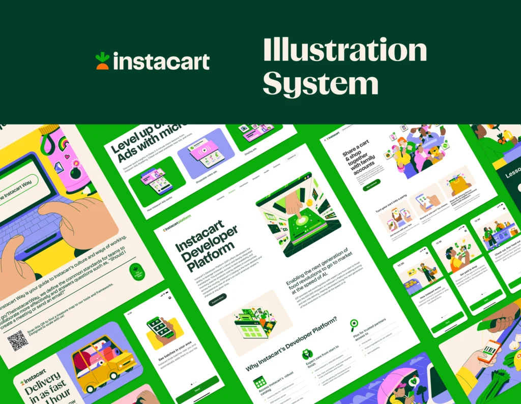 Instacart Illustration System – planche de présentation — Aldo Crusher