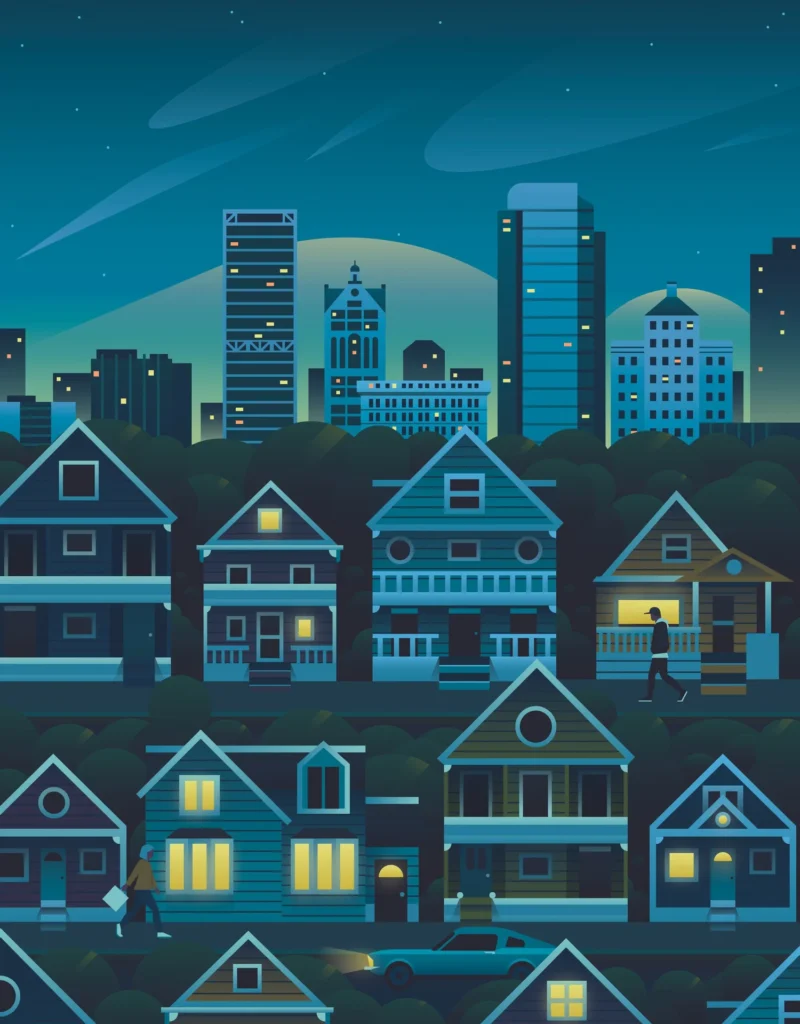 Maisons victoriennes la nuit — Aldo Crusher