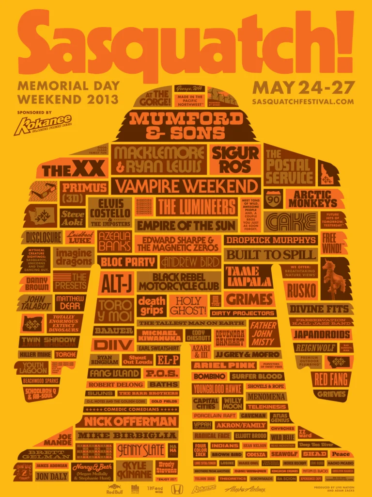 Affiche Sasquatch! Festival 2013 — Aaron Draplin