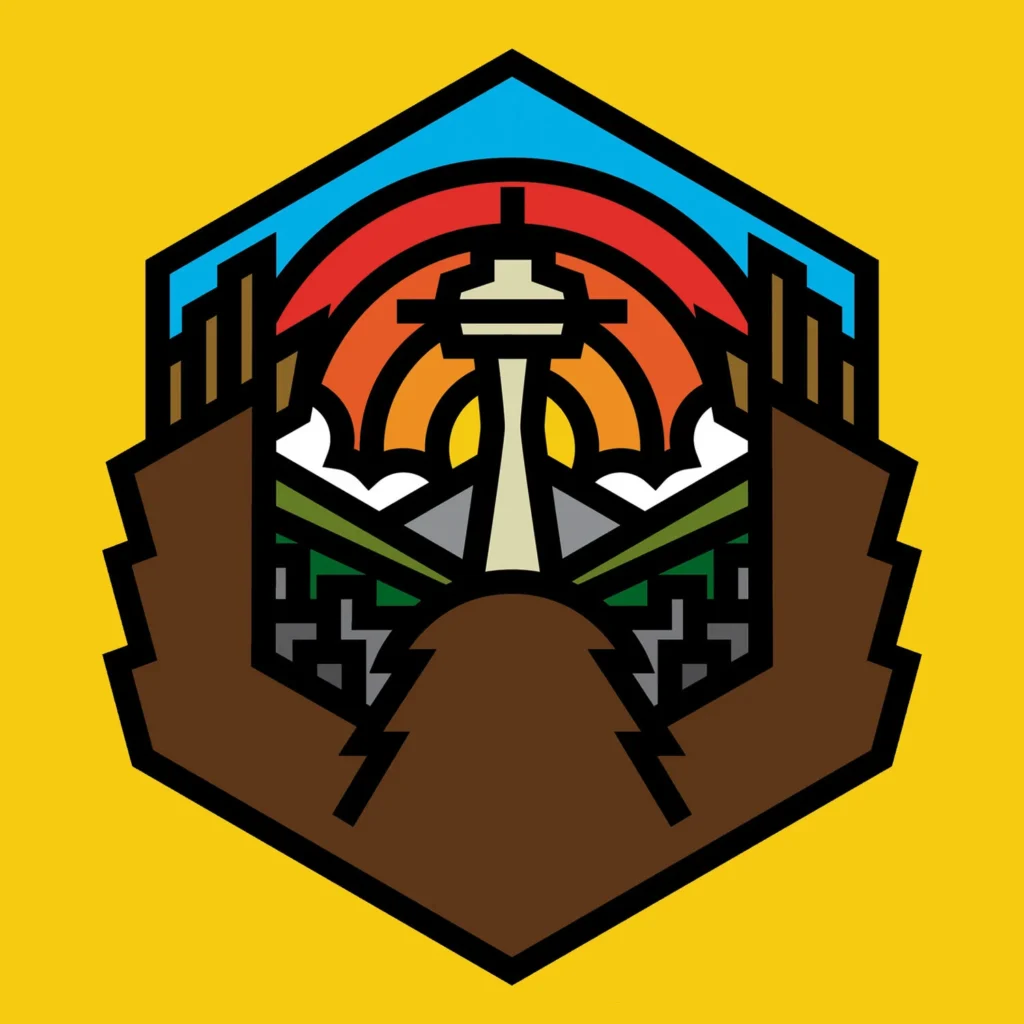 Graphisme « Sasquatch Over Seattle » pour Sub Pop — Aaron Draplin