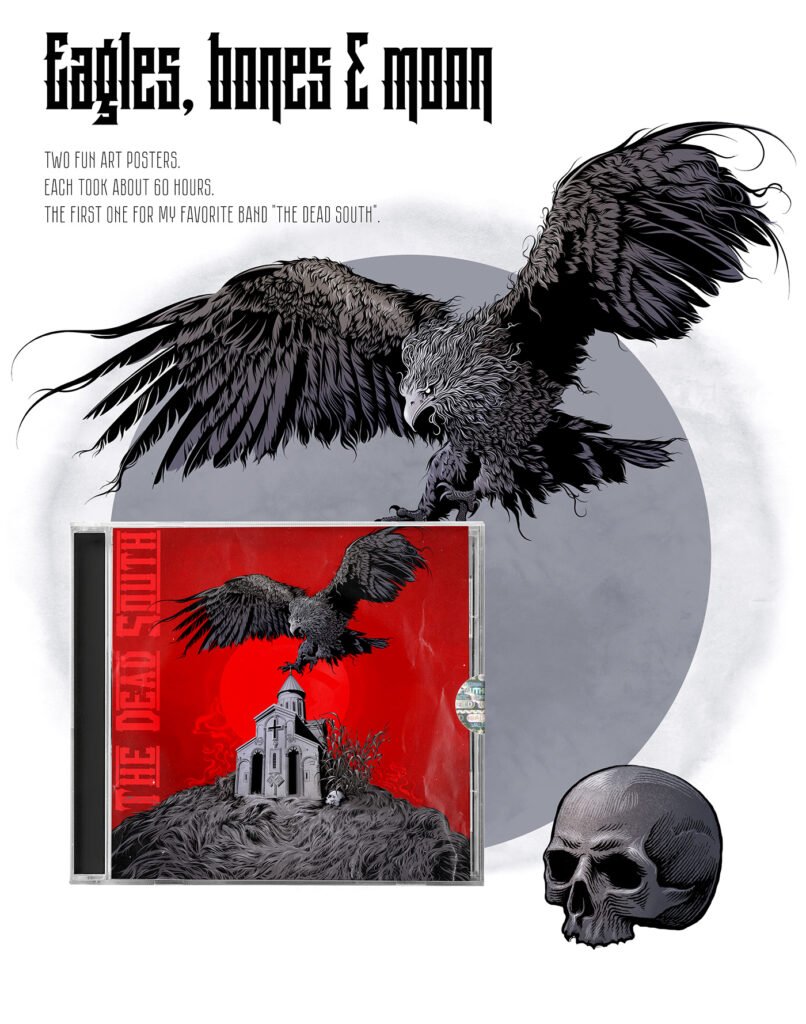 Eagles & bones & moon — affiche — Ann Fedoseeva