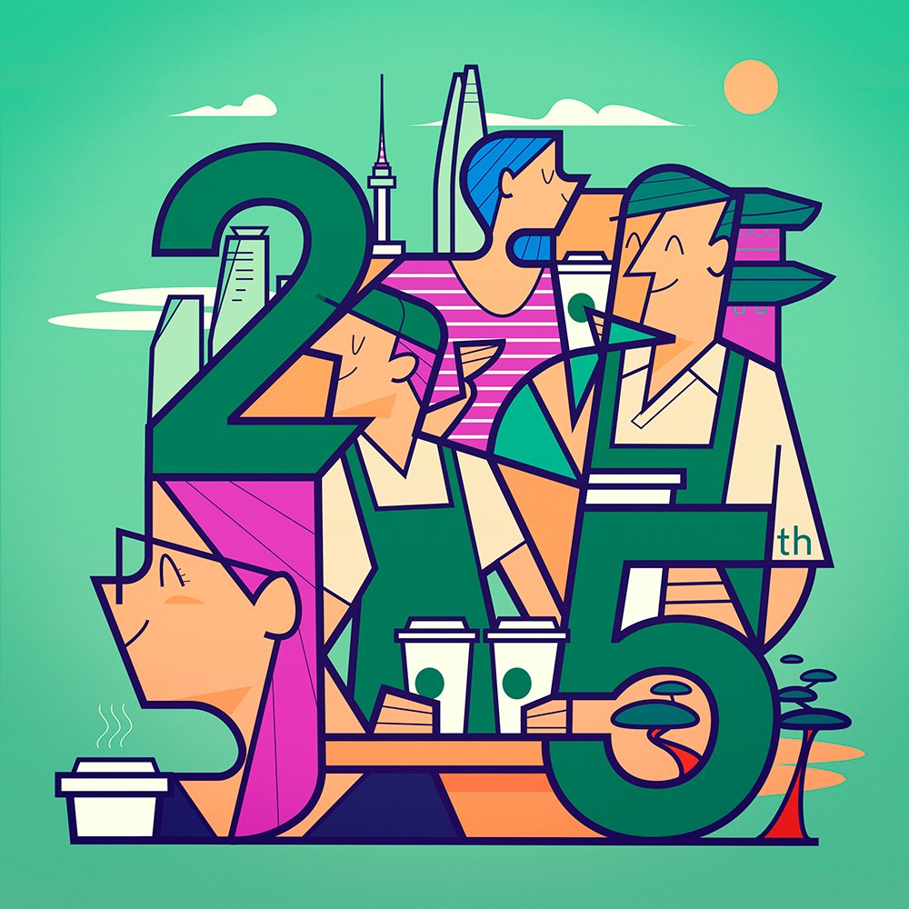 Starbucks Korea 25th anniversary illustration — Ale Giorgini