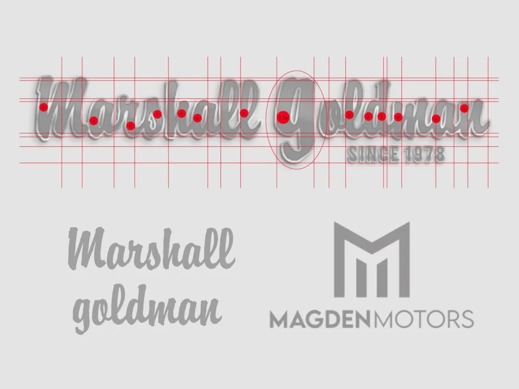 Marshall Goldman — étude de construction du logotype — Adam Vicarel