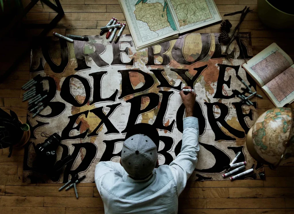 Sharpie — « Be Bold, Explore » en cours de réalisation — Adam Vicarel