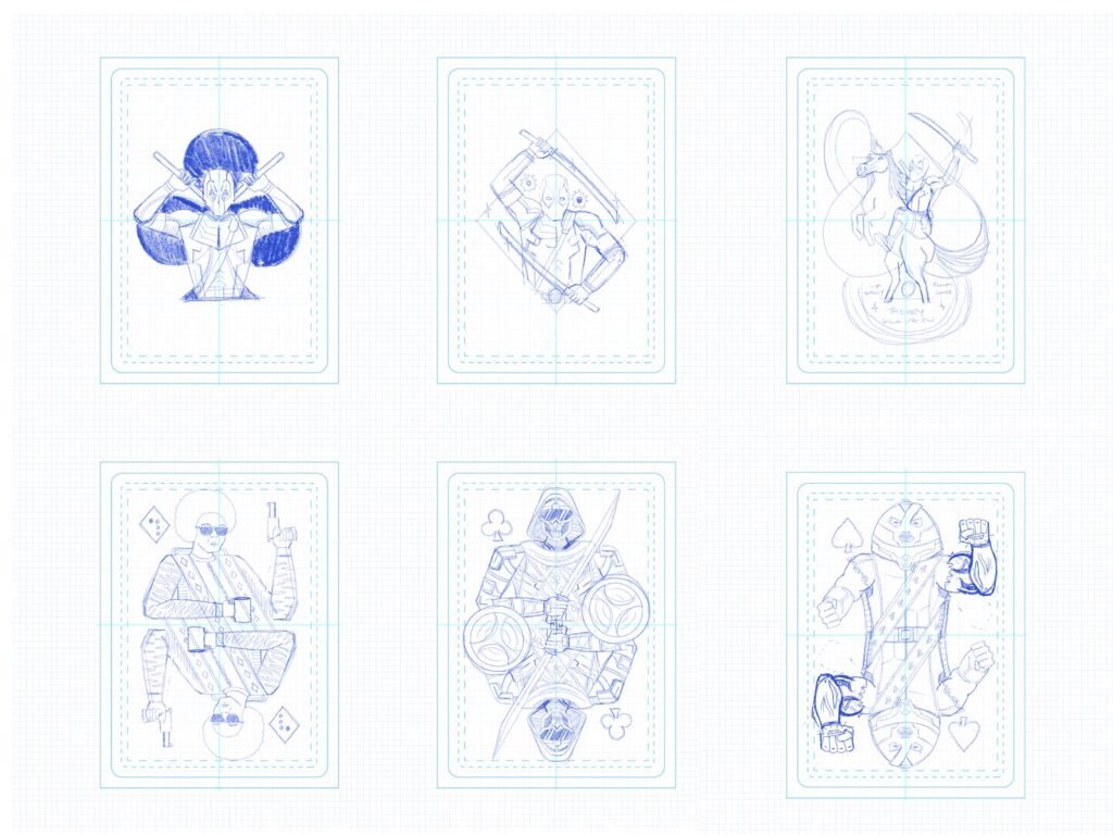 Deadpool : planche de croquis des figures — Brethren Design Co