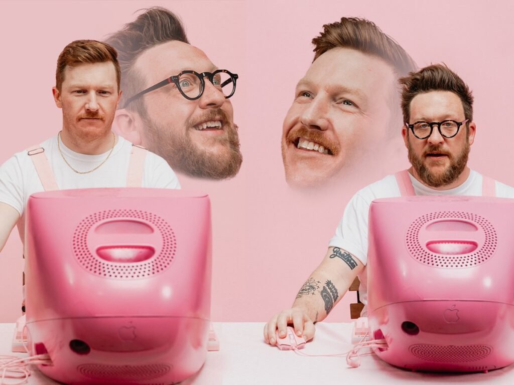 Les frères Coon aux iMac roses (portrait StickerGiant) — Brethren Design Co