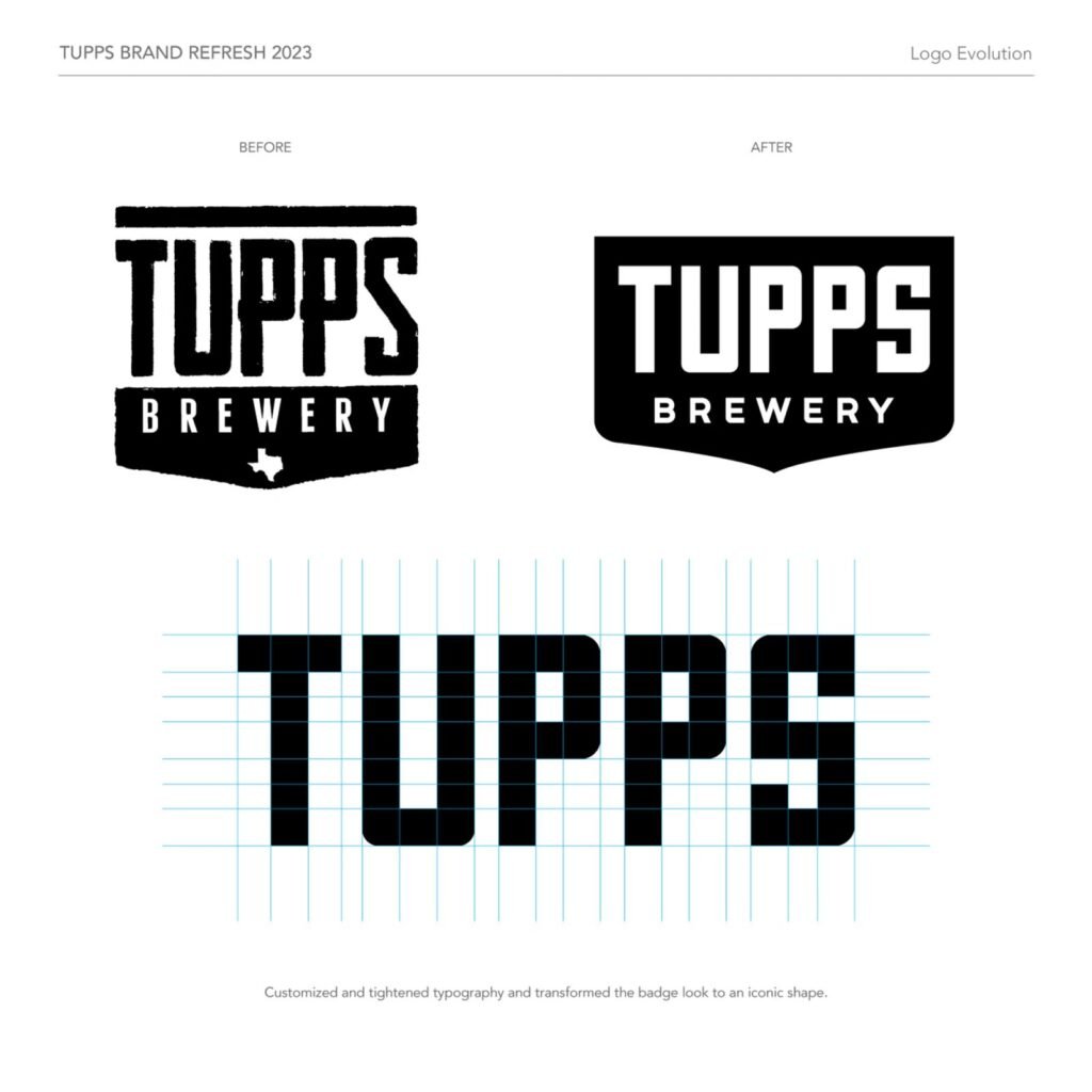 Tupps : évolution du logo (avant/après) — Brethren Design Co