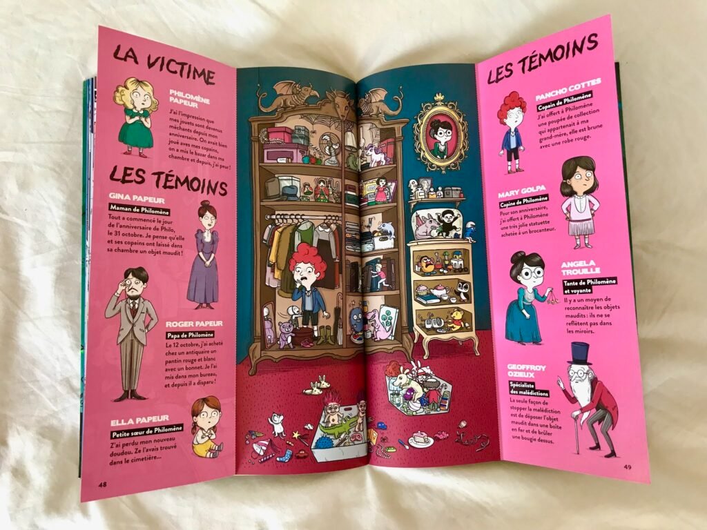 Énigmes à tous les étages, t.5 "Frissons" (spread) — Camille Roy