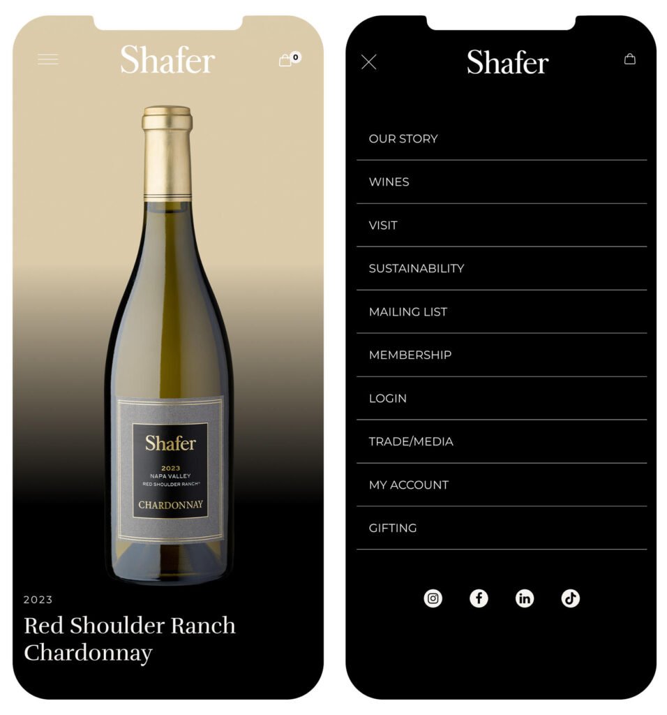 Shafer Vineyards – site web — CF Napa Brand Design