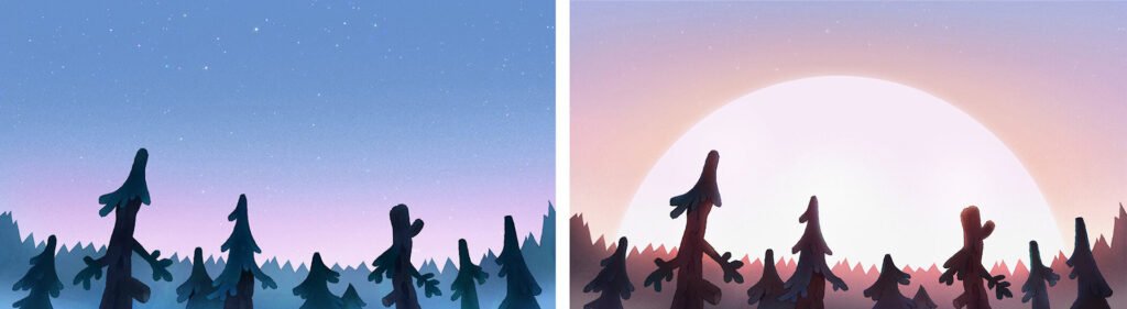 Amphibia – forêt sous le ciel étoilé / sous le soleil — Charles Hilton