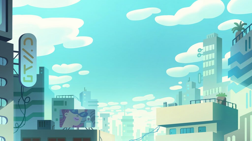 Divers – ville futuriste sous un ciel turquoise — Charles Hilton