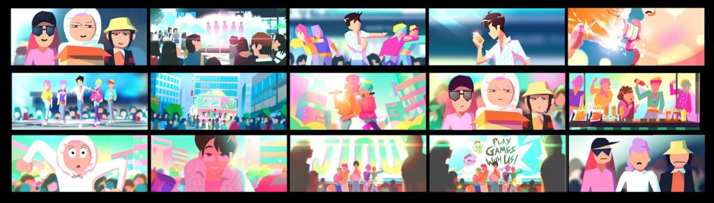 KPop Demon Hunters – planche de color script (séquence urbaine) — Charles Hilton