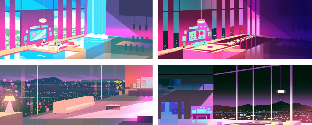 KPop Demon Hunters – variations de couleur d'un intérieur de penthouse — Charles Hilton