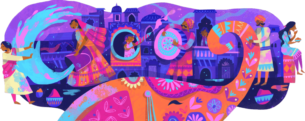 Google Doodle « Holi 2019 » (archive officielle) — Chaaya Prabhat