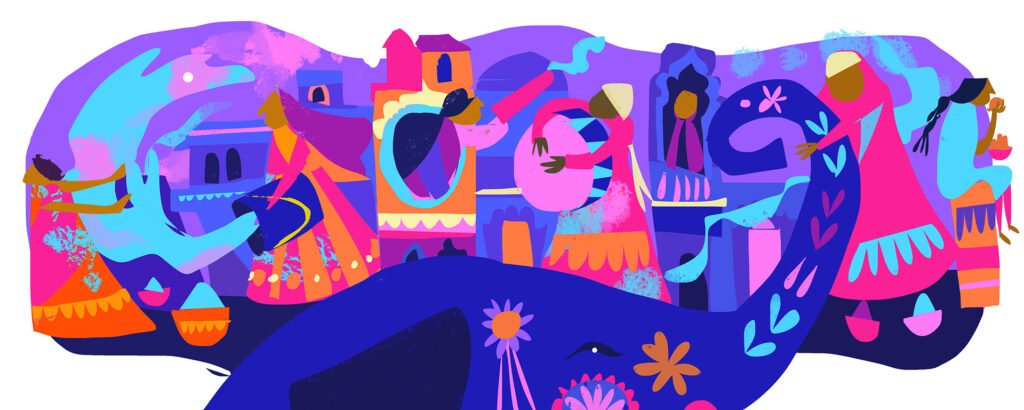 Google Doodle Holi 2019 – colour rough n°1 — Chaaya Prabhat