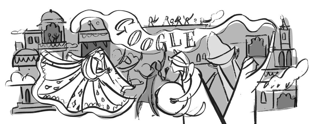 Google Doodle Holi 2019 – croquis de concept n°3 — Chaaya Prabhat