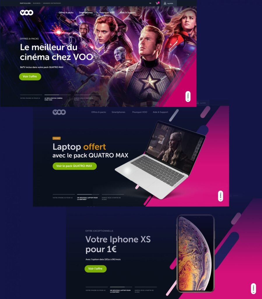 VOO – en-têtes de la page d’accueil — EPIC Agency