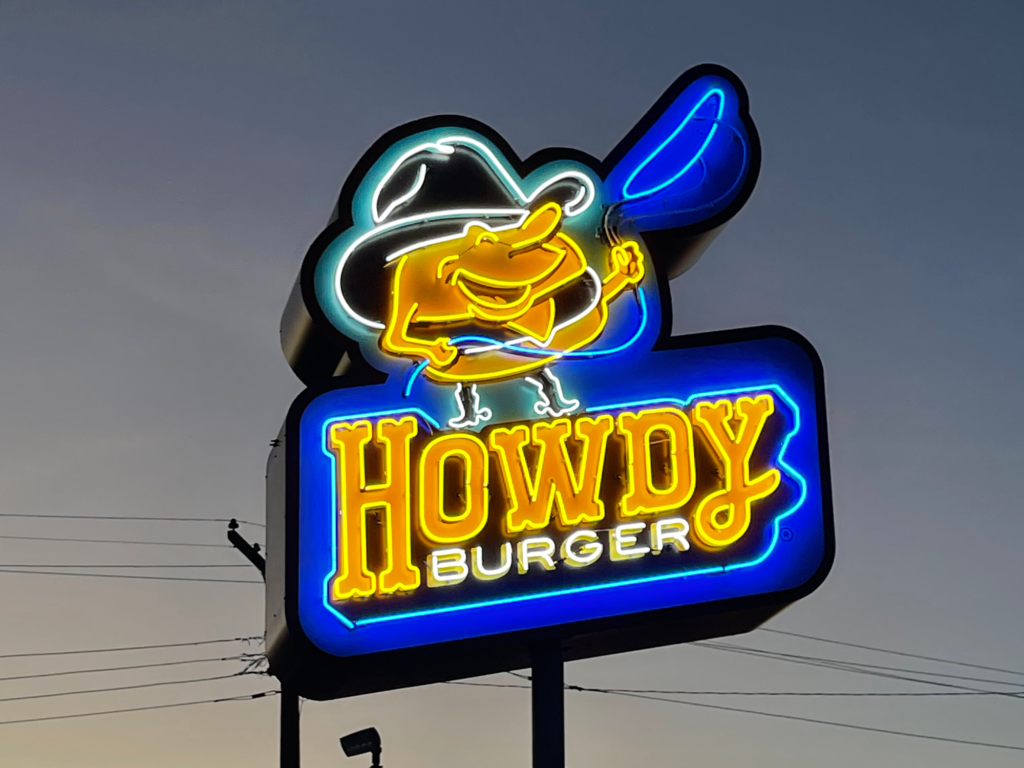 Howdy Burger – neon sign — The Forefathers Group