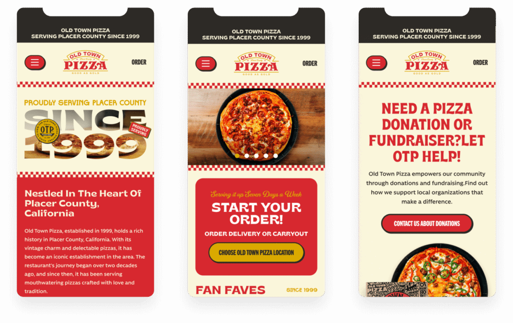 Old Town Pizza – mobile screens — The Forefathers Group
