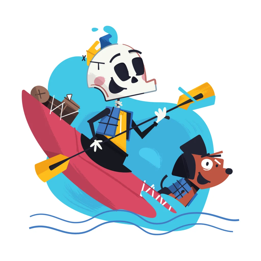 Sticker Facebook Messenger – Skully en kayak — Kirk Wallace