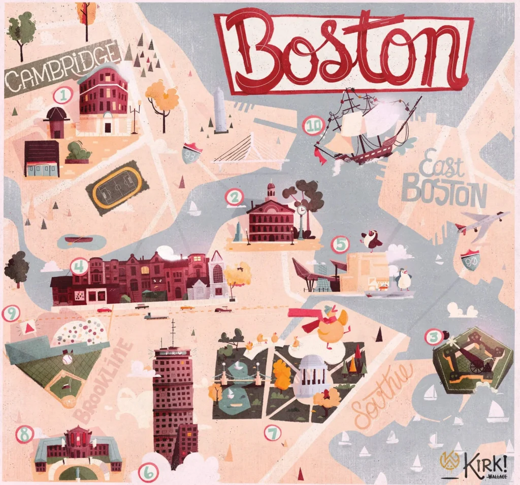 Uber Boston – carte illustrée — Kirk Wallace