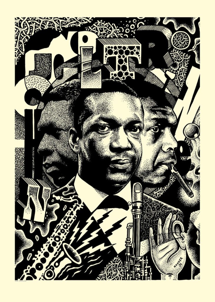 Coltrane – sérigraphie noir et blanc — Martin Ander