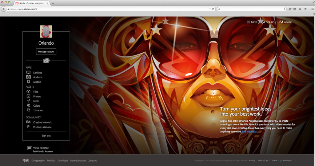 Venus Revisited sur la page d'accueil d'Adobe.com — Orlando Arocena