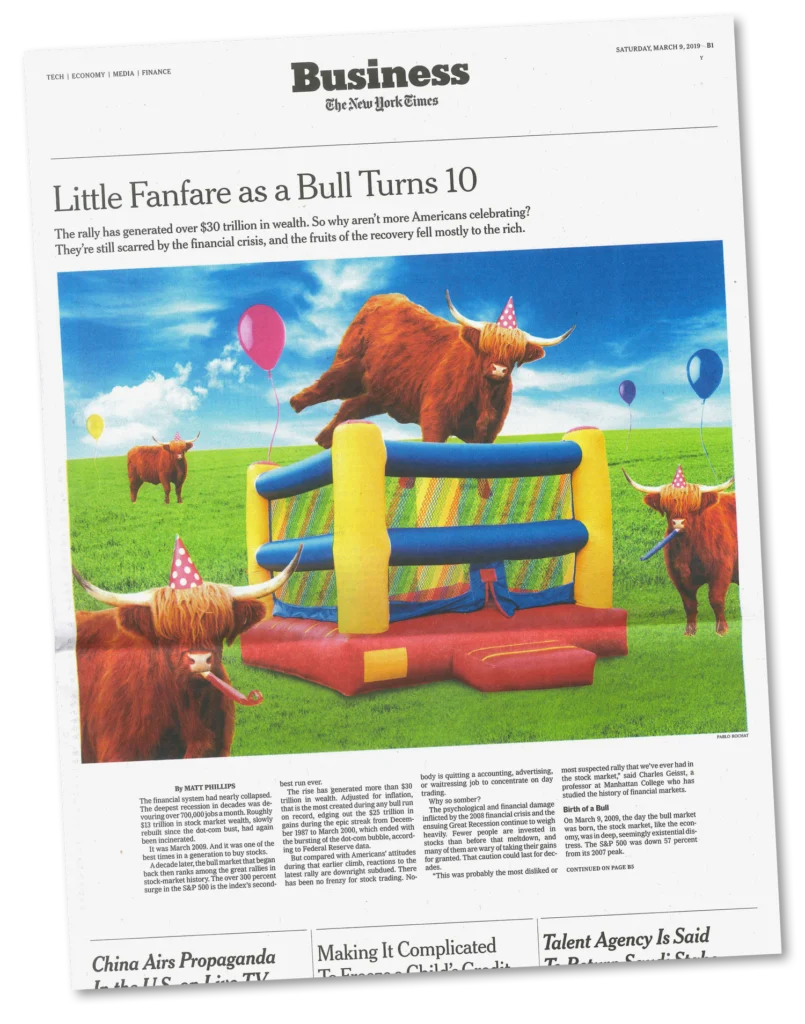 New York Times – « Little Fanfare as a Bull Turns 10 » — Pablo Rochat