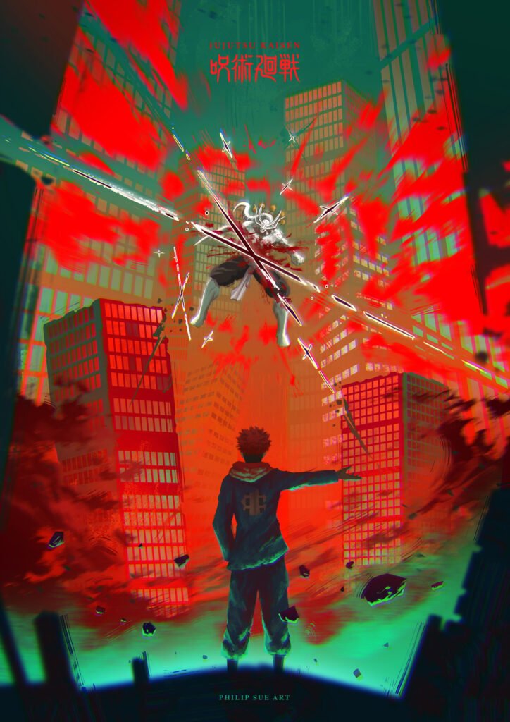 Jujutsu Kaisen — Sukuna & Mahoraga (fan art) — Philip Sue