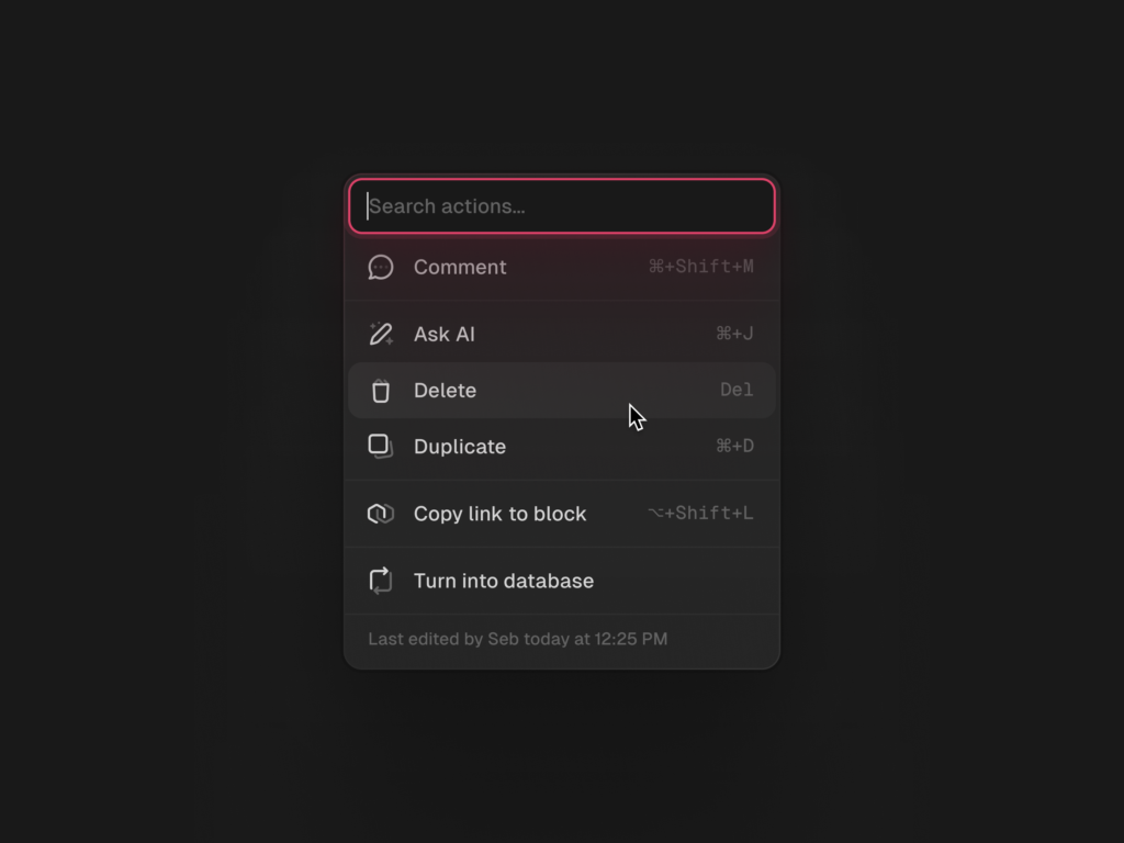 Menu [sombre] — Sebastiano Guerriero