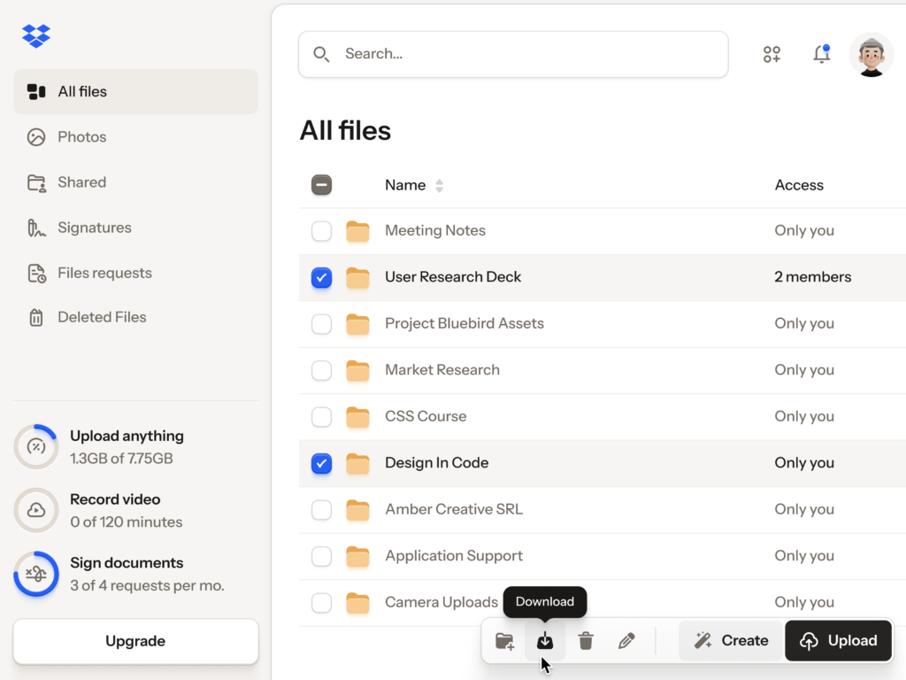 Refonte Dropbox (clair) — Sebastiano Guerriero