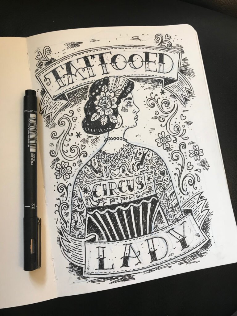 Carnet de croquis – « Tattooed Lady » (résidence NGI) — Steve Simpson