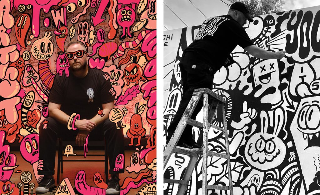 Wotto parmi ses personnages / Wotto peignant une fresque — Wotto