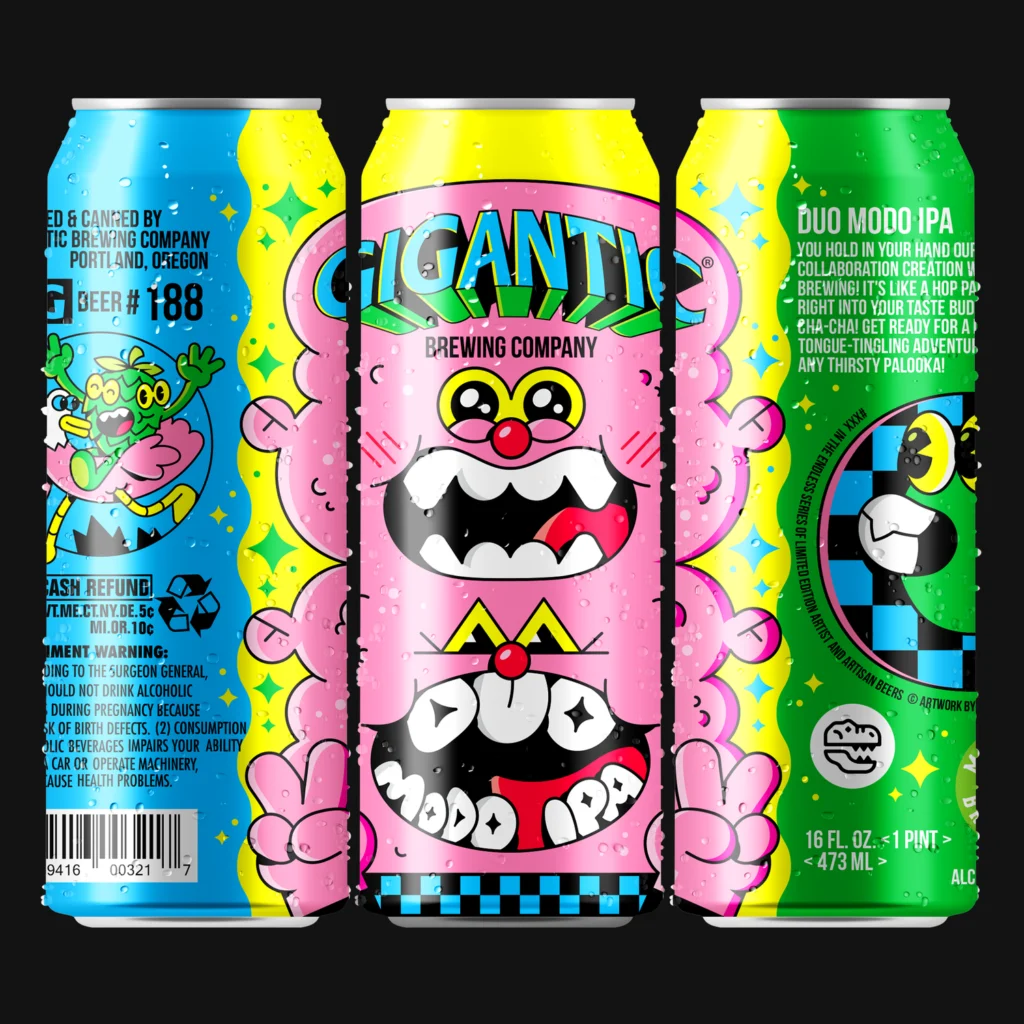 Gigantic Brewing « Duo Modo IPA » – étiquette (Enisaurus) — Closer&Closer