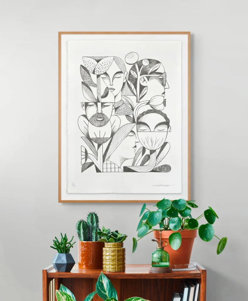 « Five Flowers » — lithographie (mise en situation) — Chris DeLorenzo