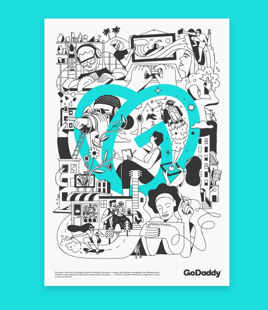 GoDaddy — affiche du rebranding — Chris DeLorenzo