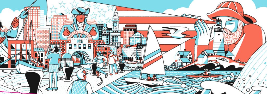 « Making Waves », fresque du Terminal C de Boston Logan (détail) — Chris DeLorenzo