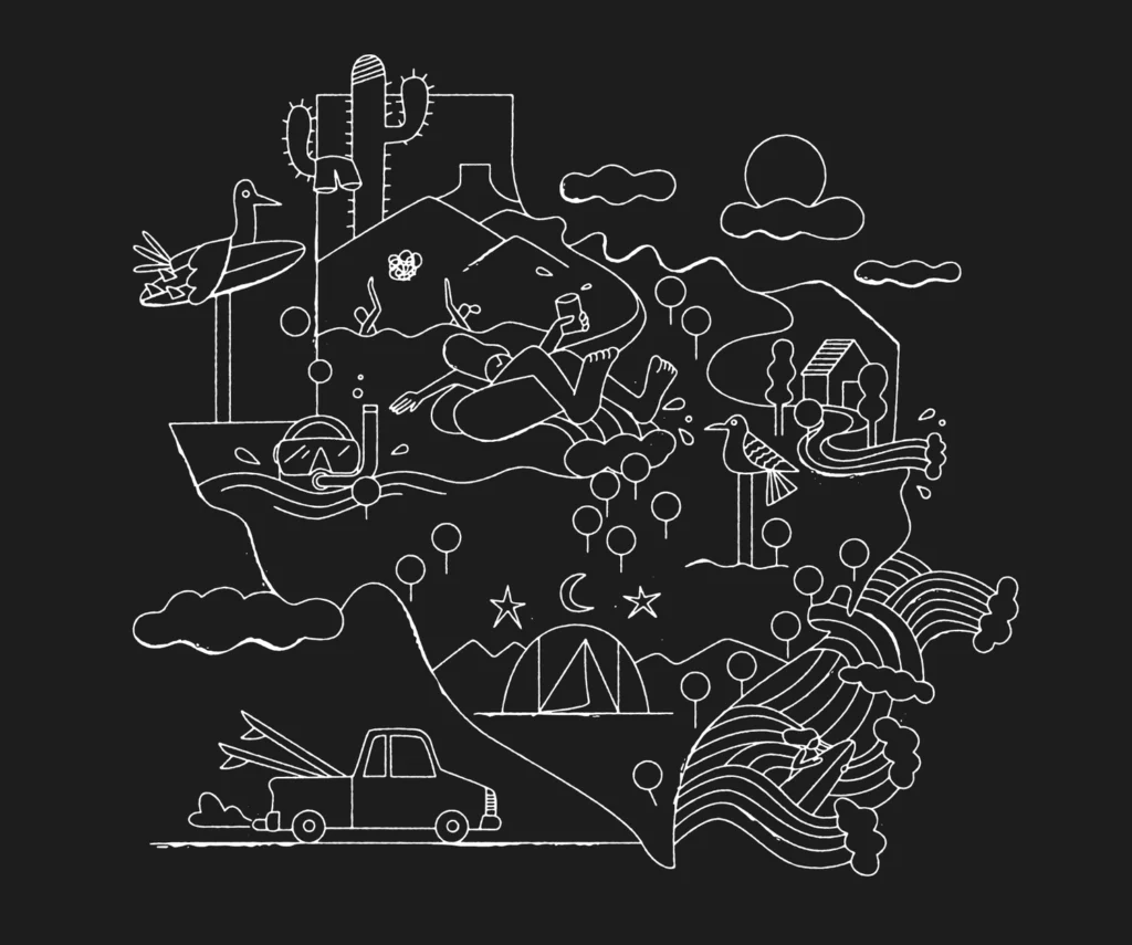 Texas Monthly — carte des spots de baignade — Chris DeLorenzo