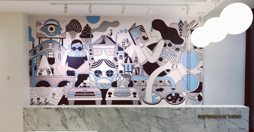Warby Parker — fresque de Cambridge (dessin final) — Chris DeLorenzo