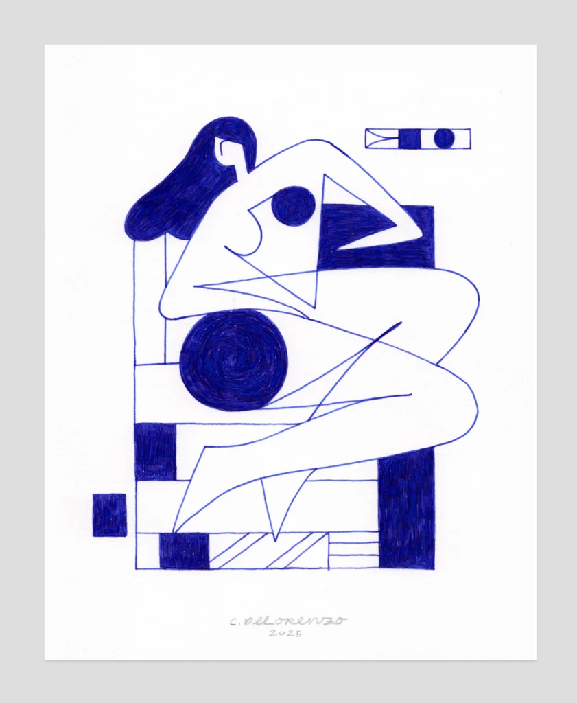 « Woman In Blue 1 » — encre bleu roi — Chris DeLorenzo