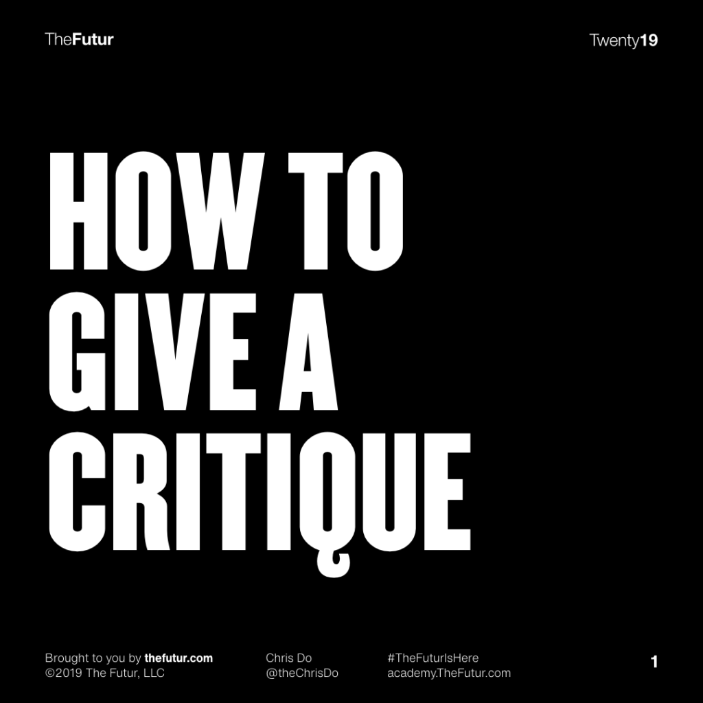 « How To Give A Critique » – couverture — Chris Do